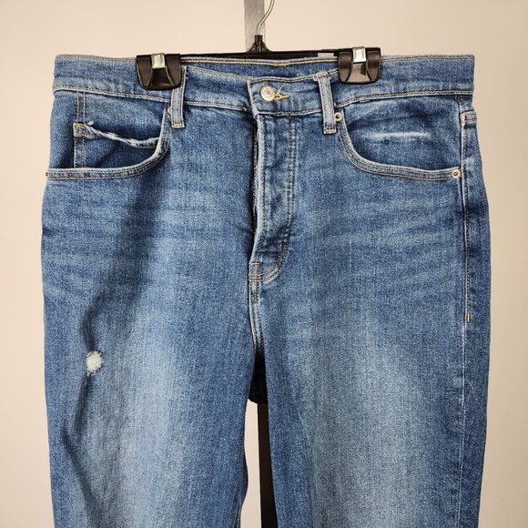 Old Navy Extra High Rise Distressed Straight Leg Jeans Size 12 - Picture 3 of 10